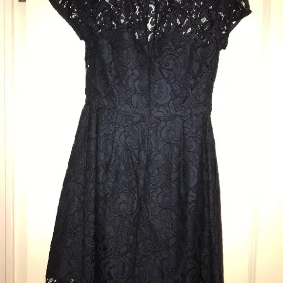 J. CREW Dress 0 Alisa Leavers Lace Navy Blue - Picture 7 of 9
